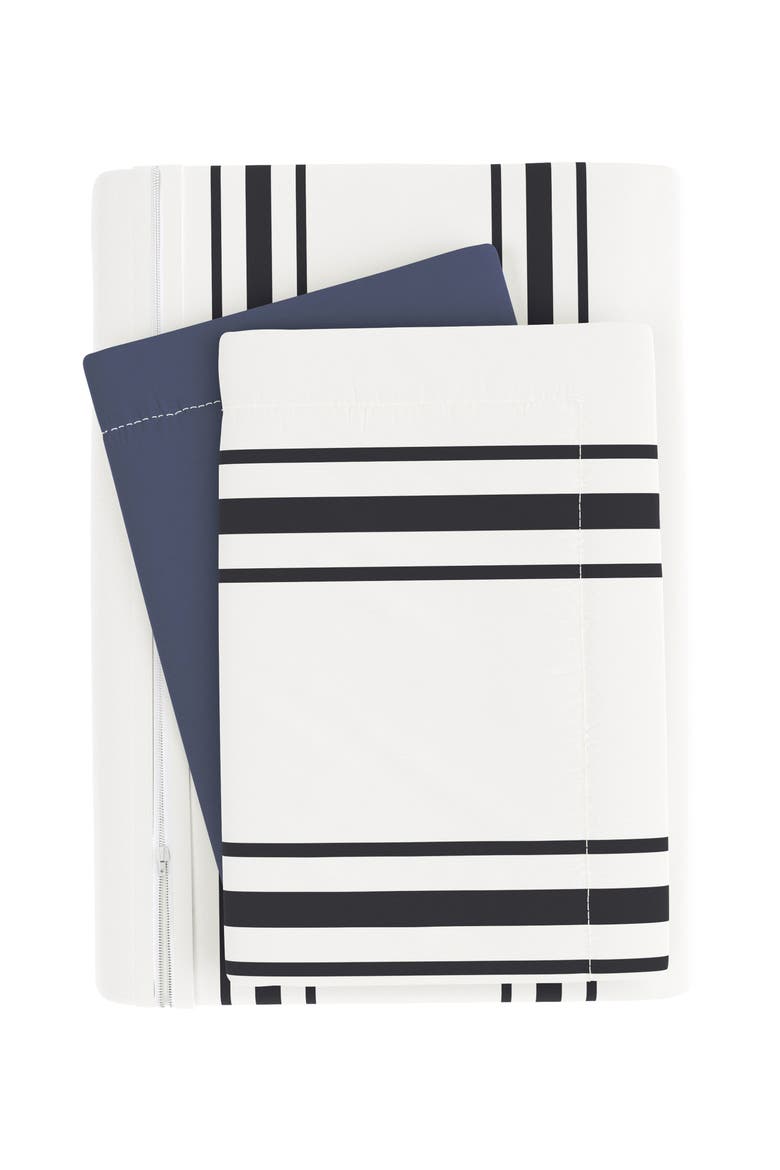 Premium Ultra Soft Desert Stripe 3-Piece Reversible Duvet Cover Set, Alternate, color, NAVY