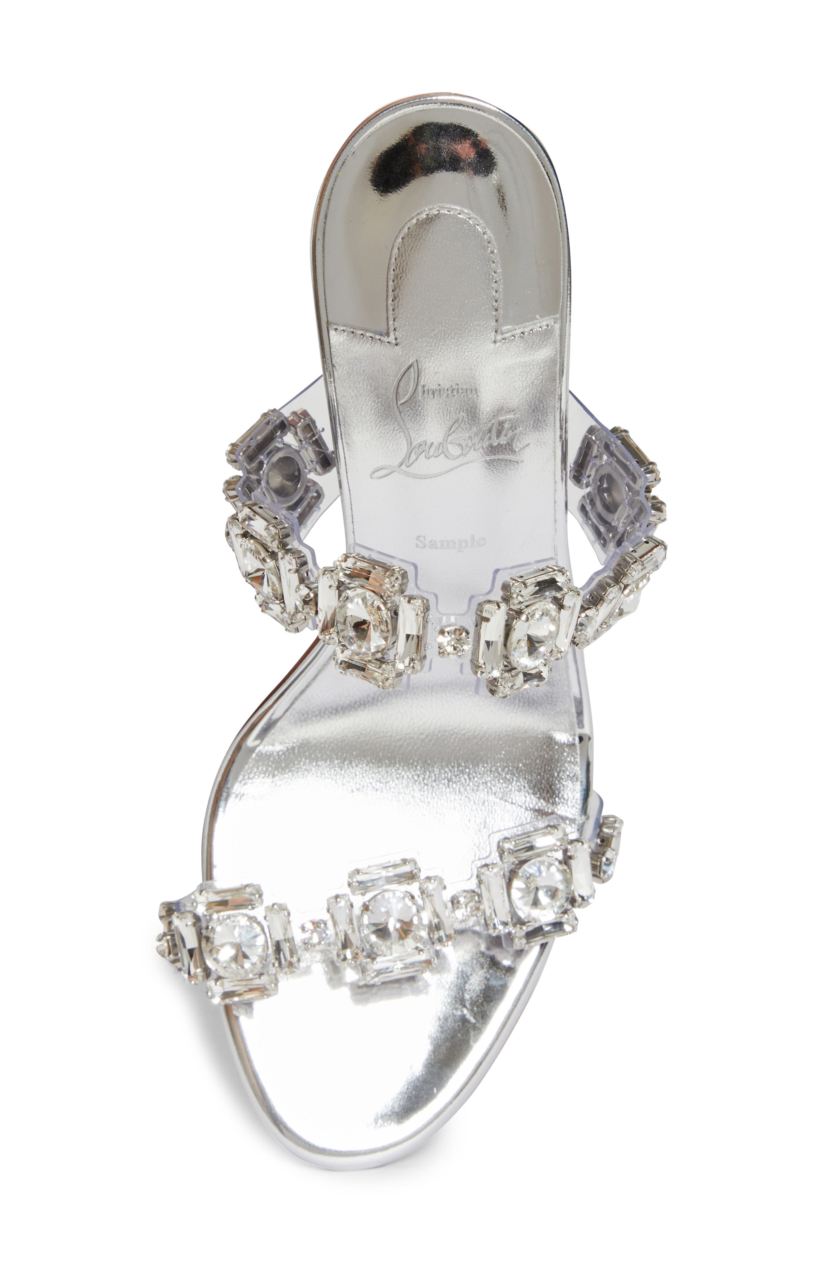 Christian Louboutin Just Jewel Crystal Embellished Stiletto Sandal, Alternate, color, Crystal/ Silver