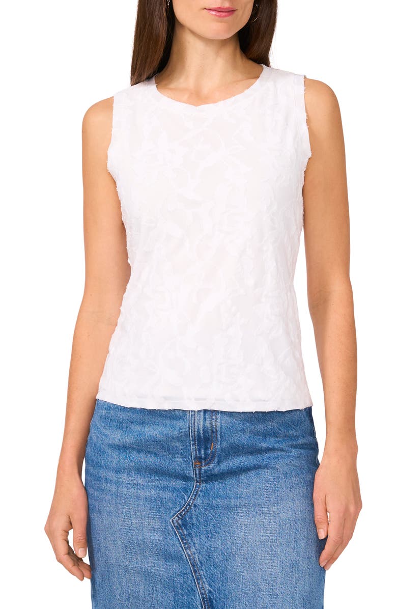 Vince Camuto Jacquard Cotton Blend Keyhole Tank, Main, color, Ultra White