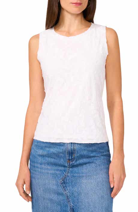 Vince Camuto Jacquard Cotton Blend Keyhole Tank
