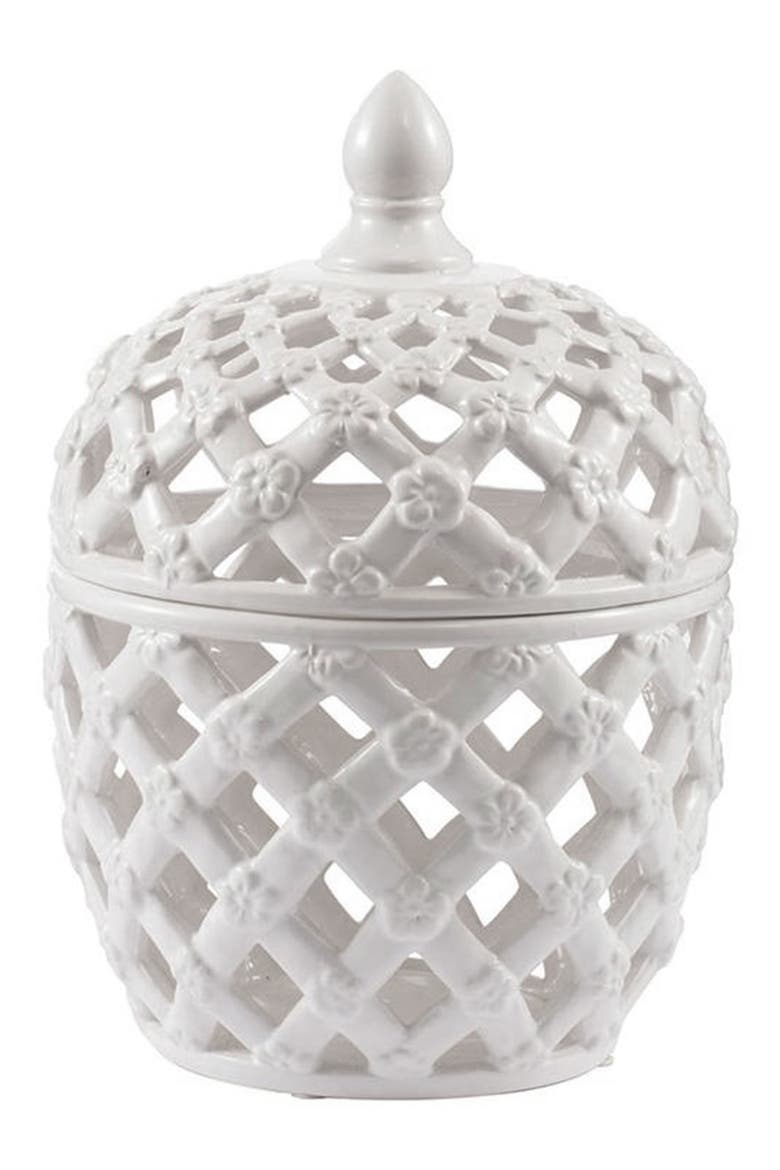 Ballas Bird Large Lidded Jar, Main, color, WHITE