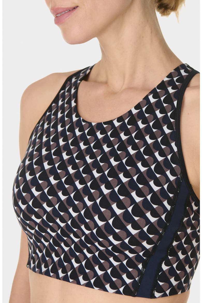 Power Geo Print Side Stripe Sports Bra, Alternate, color, BLACK BAUHAUS PRINT