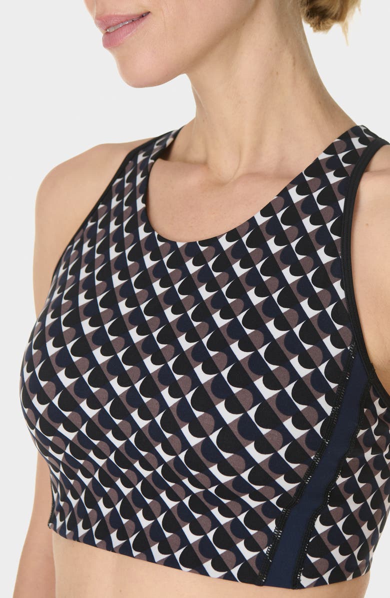 Sweaty Betty Power Geo Print Side Stripe Sports Bra, Alternate, color, Black Bauhaus Print