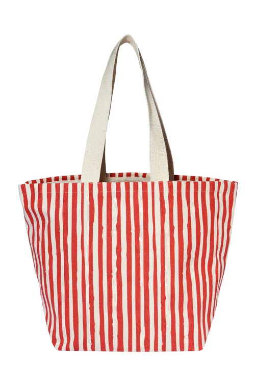 Dance Happy Stripes Wide Tote Bag In Nantucket Red