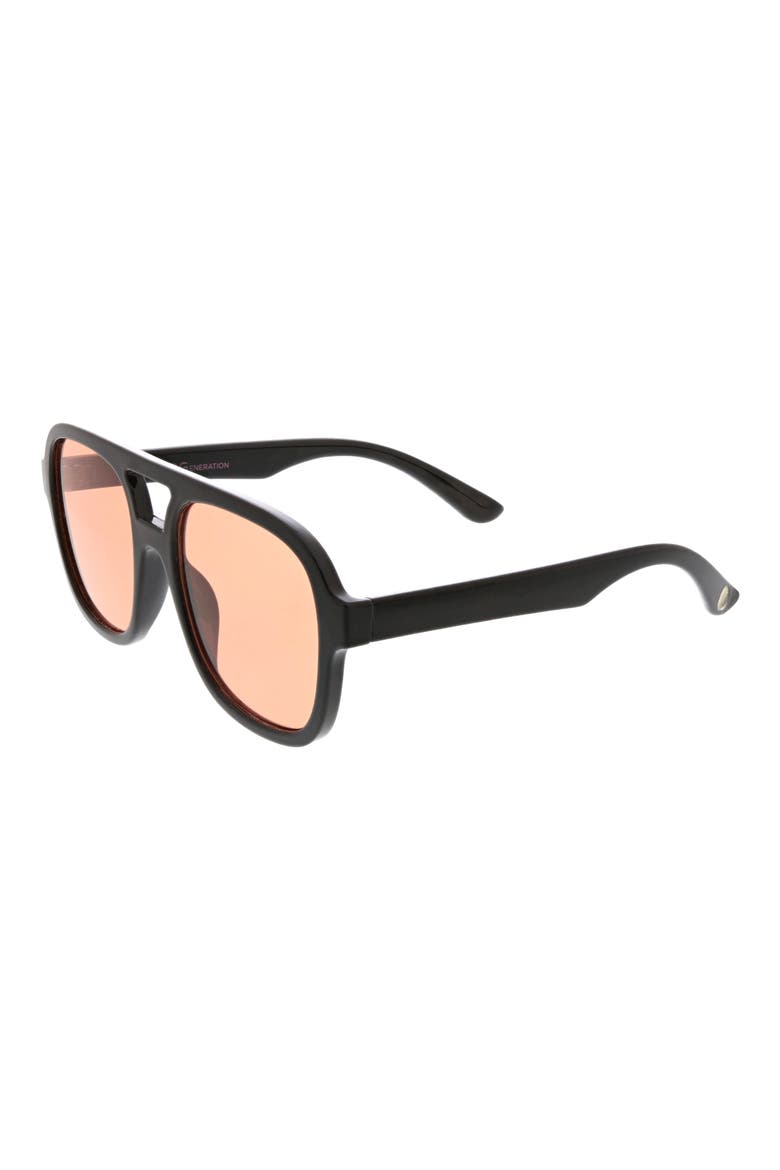 54mm Aviator Sunglasses, Alternate, color, SHINY BLACK