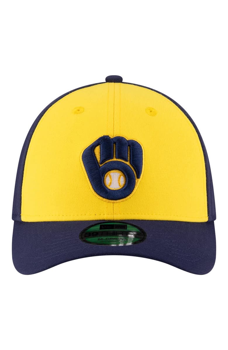 New Era Men's New Era  Gold/Navy Milwaukee Brewers Player Replica 39THIRTY M-Crown Flex Hat, Alternate, color, Gold