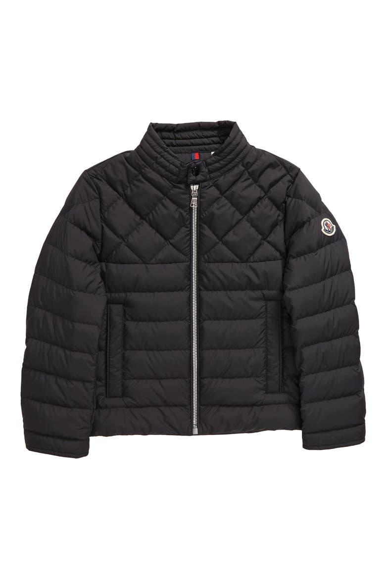 Kids' Clean the Quilted Down Biker Jacket, Main, color, BLACK
