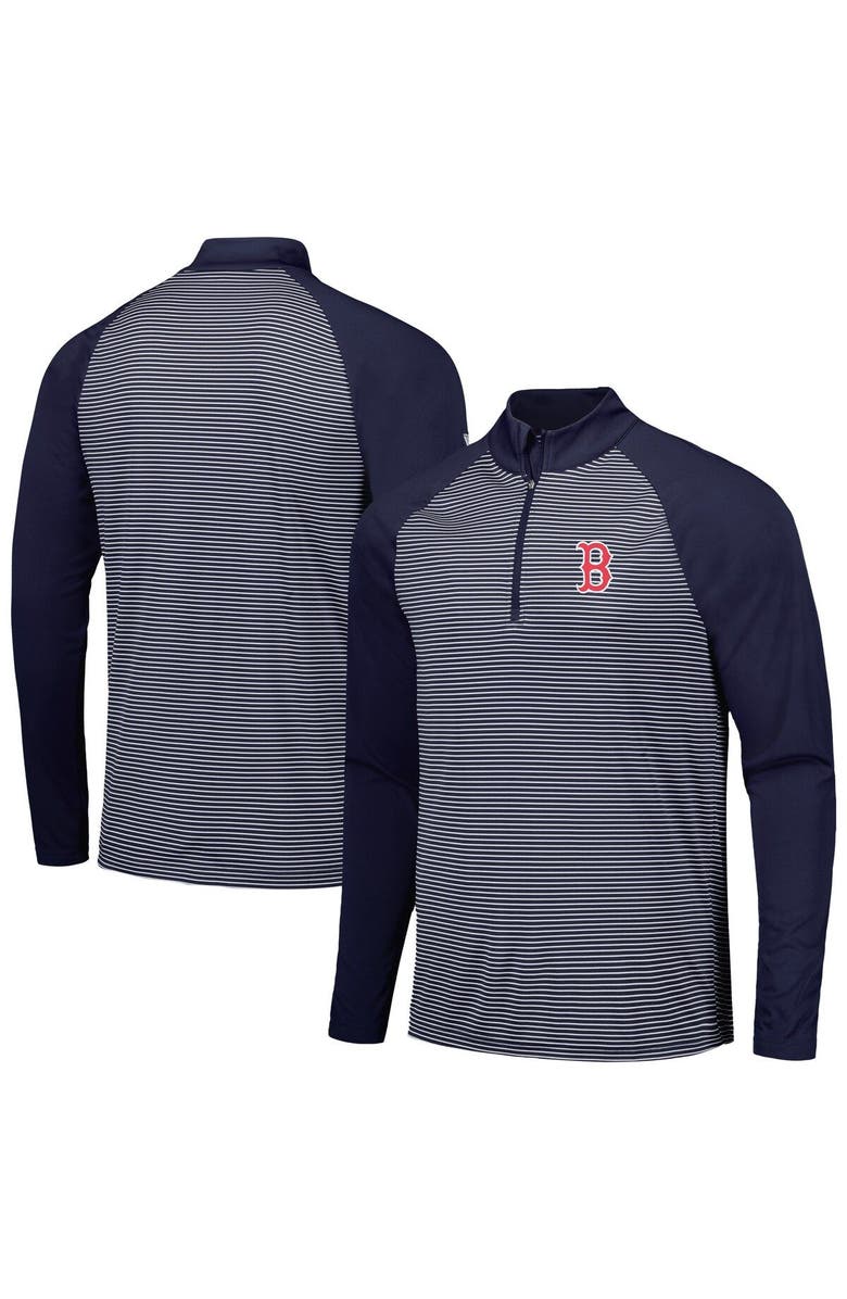 LEVELWEAR Men's Levelwear Navy Boston Red Sox Charter Striped Raglan Quarter-Zip Top, Main, color, Navy
