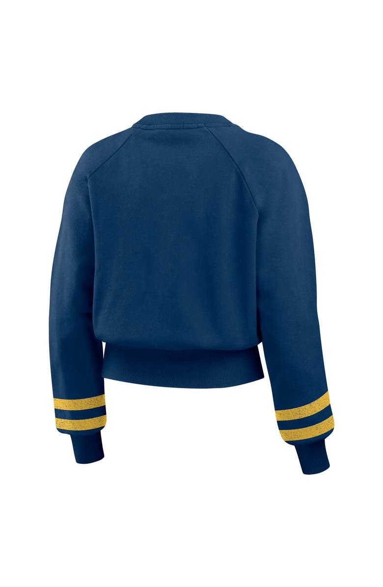 WEAR by Erin Andrews Women's WEAR by Erin Andrews Navy Milwaukee Brewers Vintage Washed Cropped Pullover Sweatshirt, Alternate, color, Navy