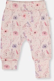 Deux par Deux Organic Cotton Flowers Foldover Waist Ribbed Evolutive Pants