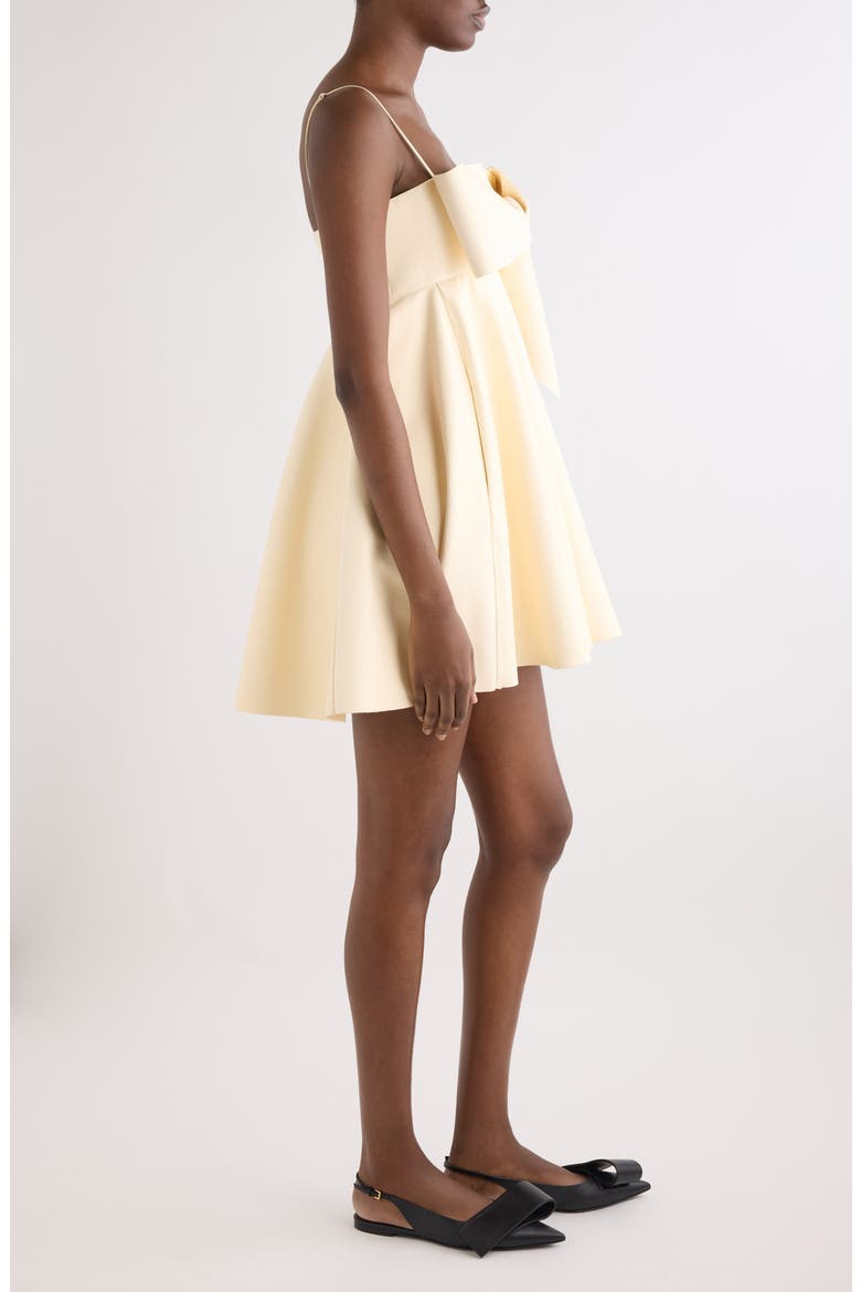 Bow Sliced Leather Minidress, Alternate, color, VANILLA CREAM