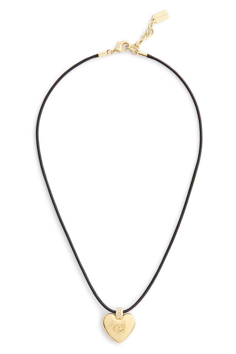 Puffy Heart Cord Necklace, Alternate, color, SHINY GOLD