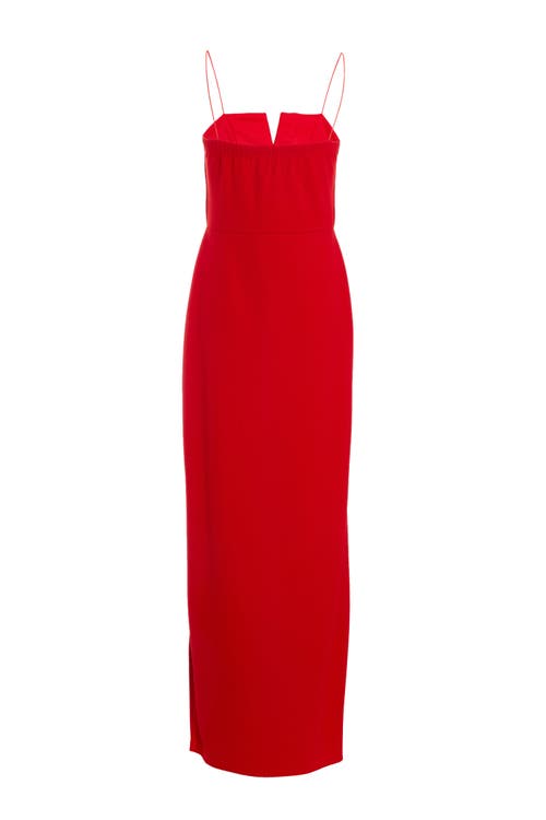 Quiz Scuba Crepe Floral Trim Strap Maxi Dress In Red
