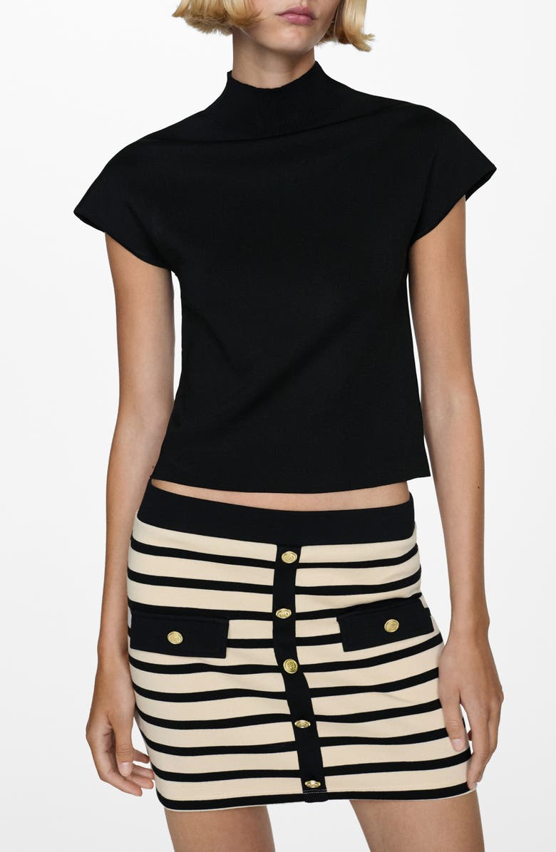 MANGO Knit Miniskirt, Alternate, color, Ecru