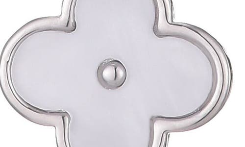 Adornia Tarnish Resistant Silver Plated Mother Of Pearl Sliding 2-clover Cz Necklace In Silver
