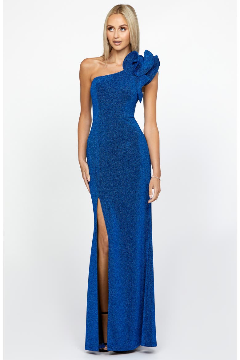 Kristi One Shoulder Gown, Alternate, color, COBALT