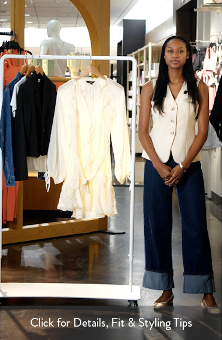 Dotty Ruffle Tie Waist Long Sleeve Dress, sales video thumbnail