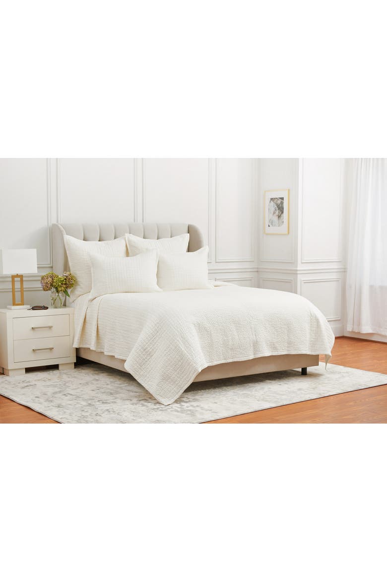 26" x 26" Willa White Ivory Cotton Voile Euro Pillow Sham w/ Flange, Alternate, color, Off-White