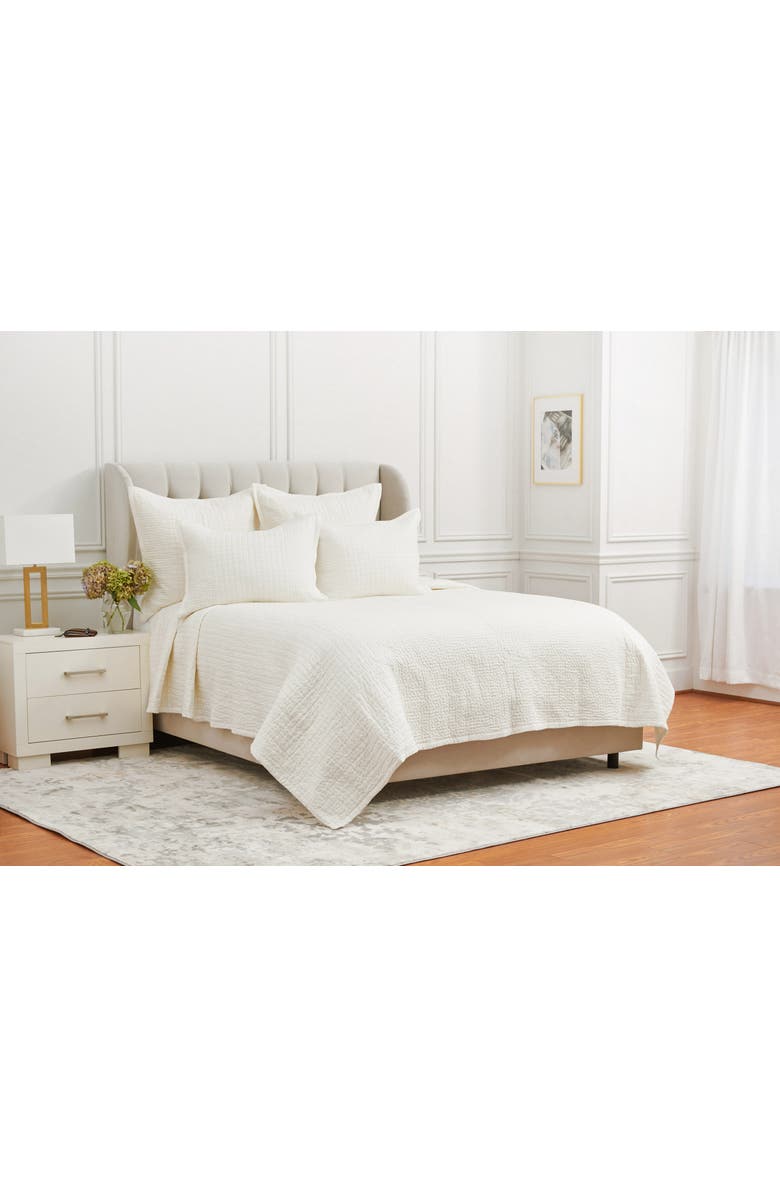 ELISABETH YORK 26" x 26" Willa White Ivory Cotton Voile Euro Pillow Sham w/ Flange, Alternate, color, Off-White