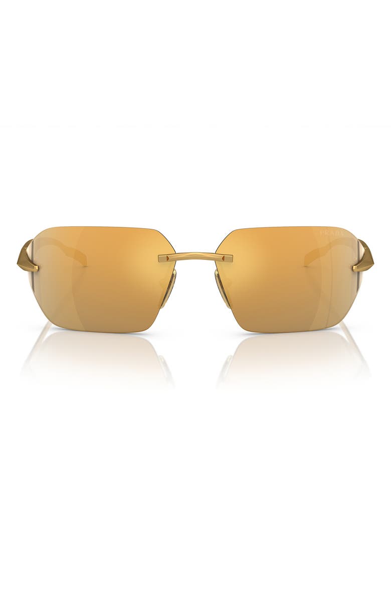 Prada 71mm Irregular Sunglasses, Main, color, Gold