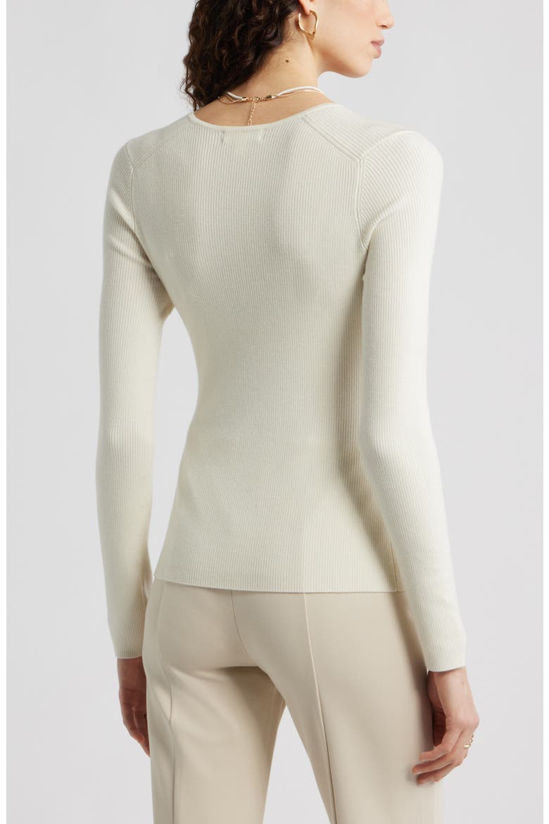 Twist Front Detail Merino Wool Blend Sweater, Alternate, color, IVORY TOFU