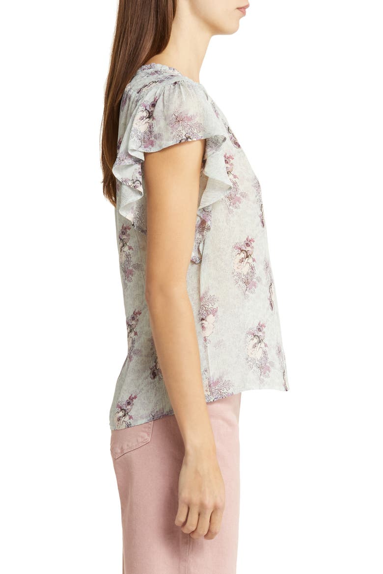 Dewan Floral Print Silk Top, Alternate, color, DAIQUIRI ICE MULTI