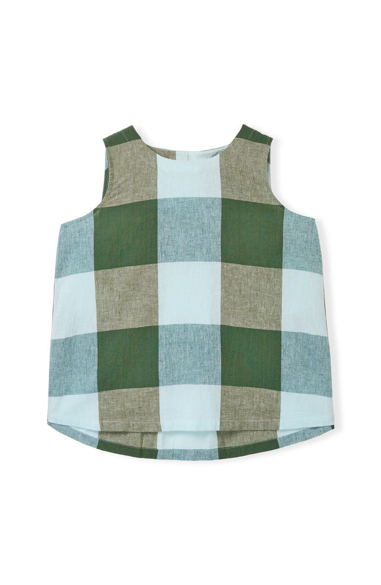 Celtic & Co. Sleeveless Pleat Back Cotton Blouse, Alternate, color, Green Multi Check