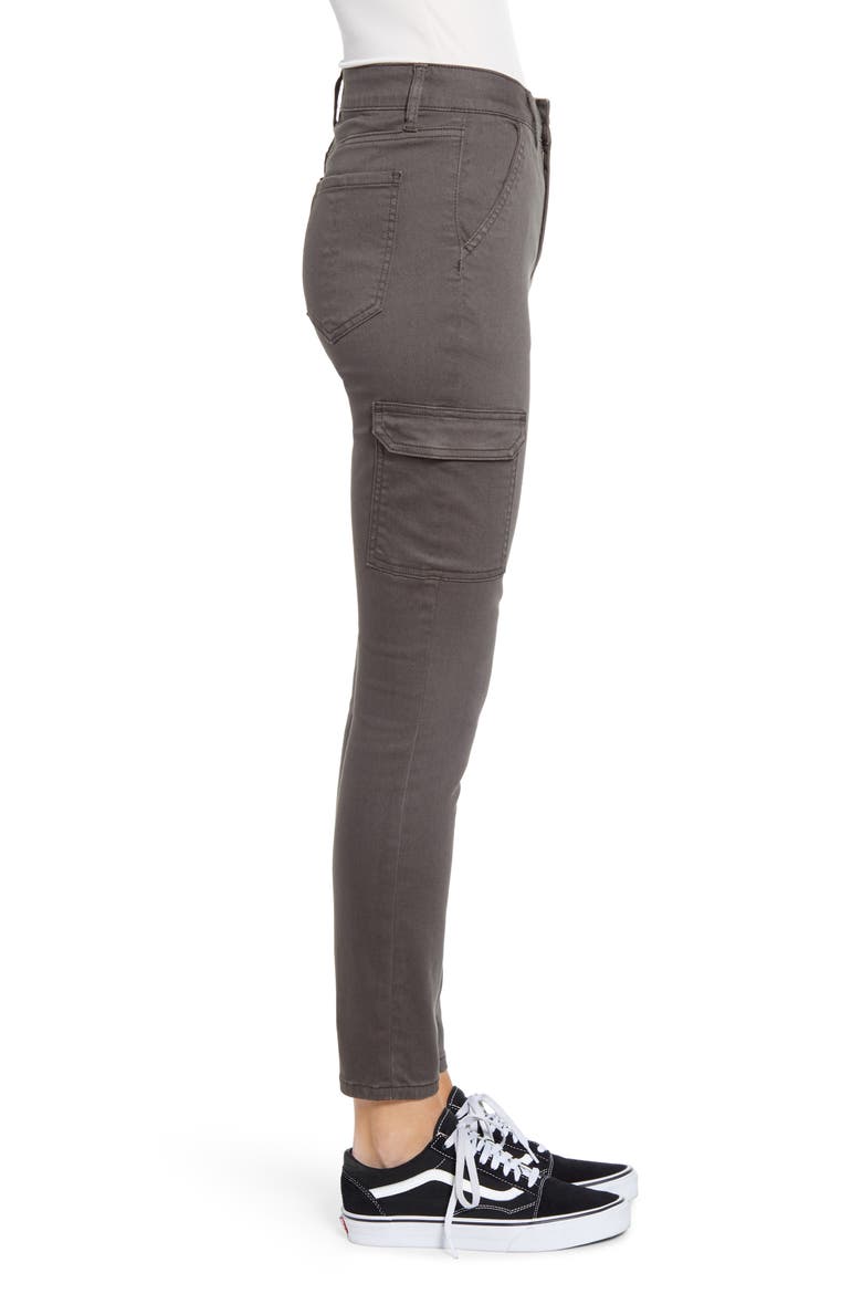 High Waist Cargo Ankle Skinny Jeans, Alternate, color, ARMY GREEN