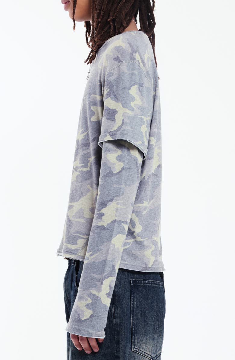JADED LONDON Double Layer Mist Long Sleeve T-Shirt, Alternate, color, Camo
