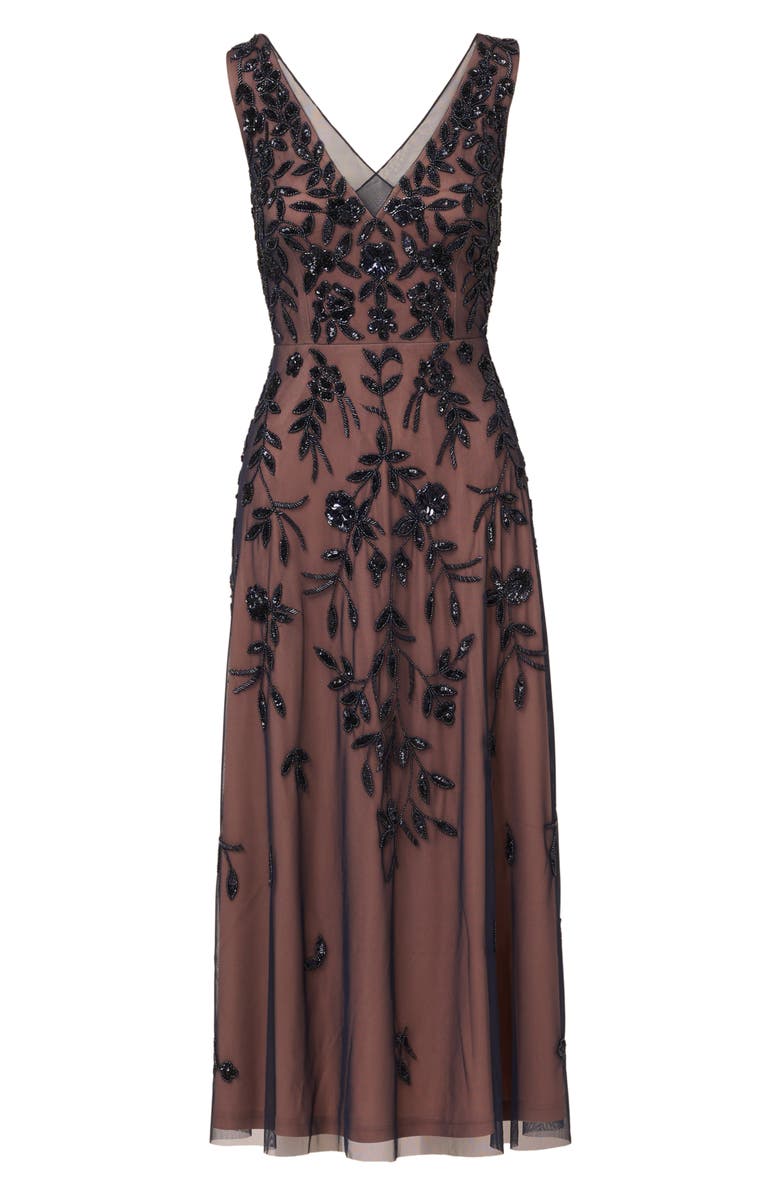 Adrianna Papell Beaded Mesh Sheath Cocktail Dress, Alternate, color, 