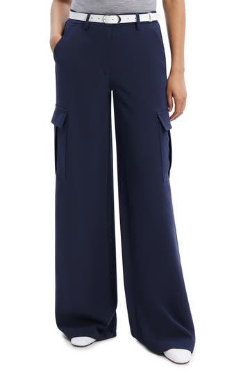 Shop Theory Admir Wide Leg Cargo Pants In Nocturne Navy