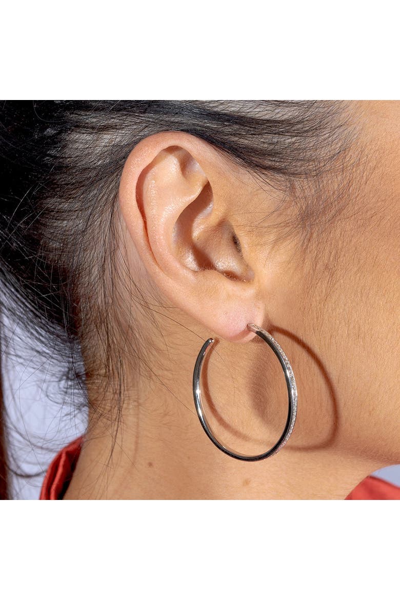 Skinny Drip Large Hoop, Alternate, color, Sterling Silver