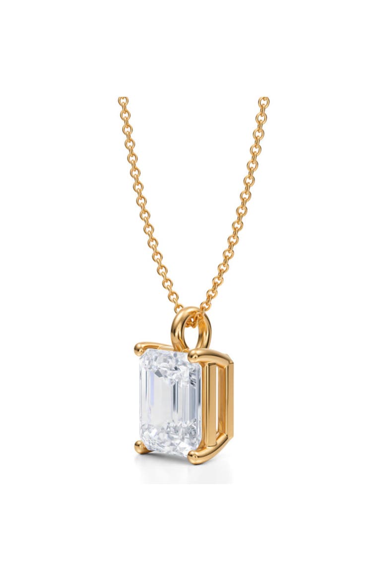 Emerald Solitaire Lab Diamond Pendant Necklace 14K 3.50ct, Alternate, color, Yellow Gold