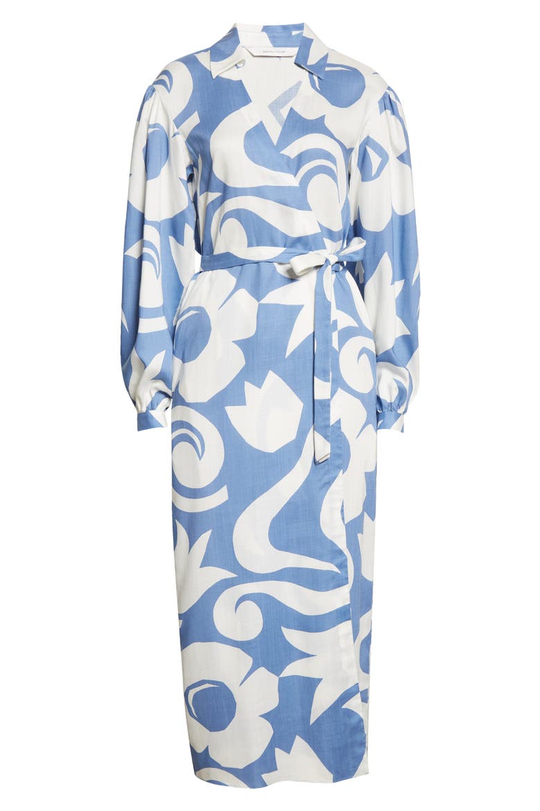 Silhouette Fleur Long Sleeve Wrap Dress, Alternate, color, SILHOUETTE FLEUR FRE