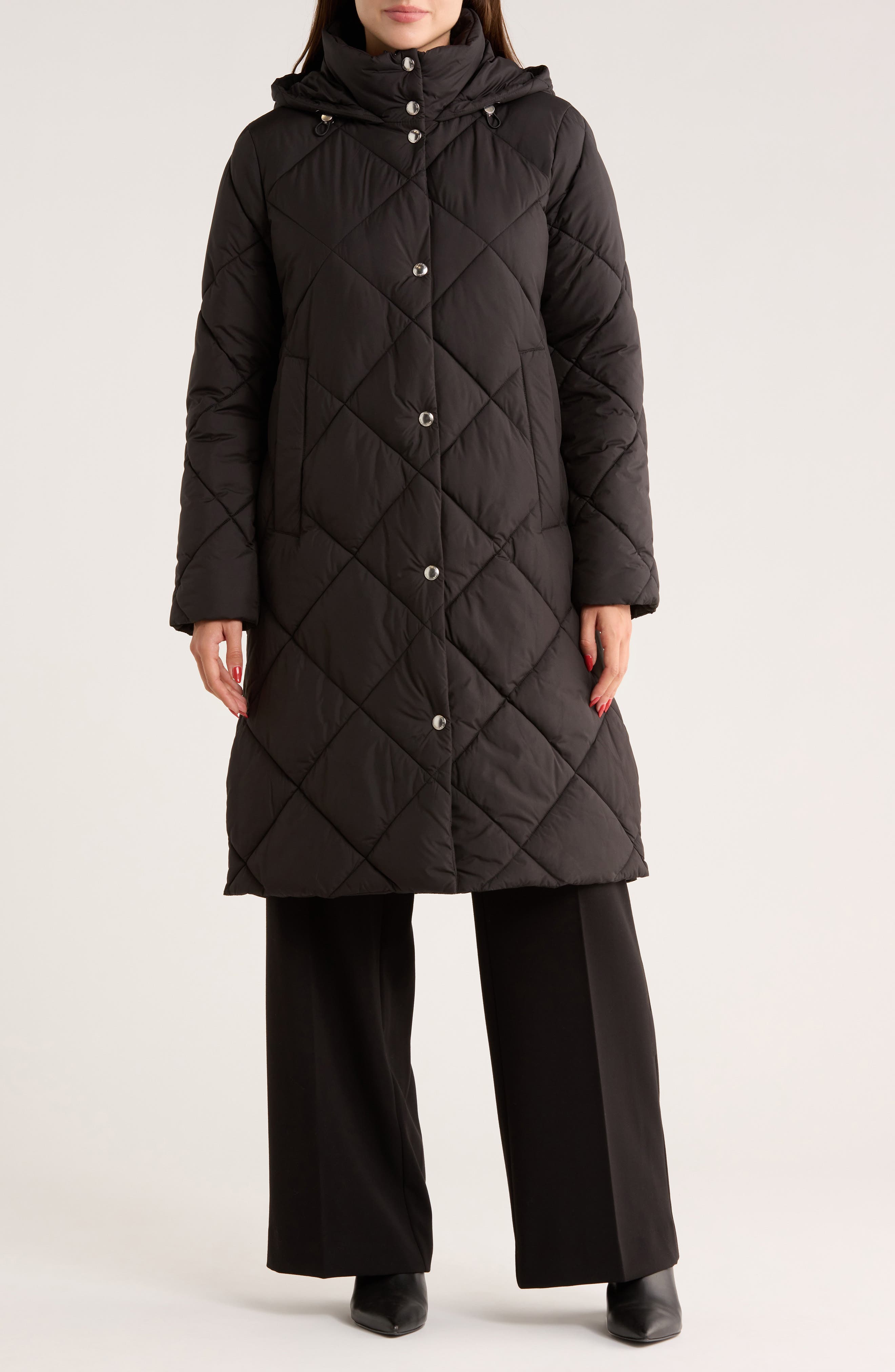Sam Edelman Hooded Long Quilted Puffer Jacket