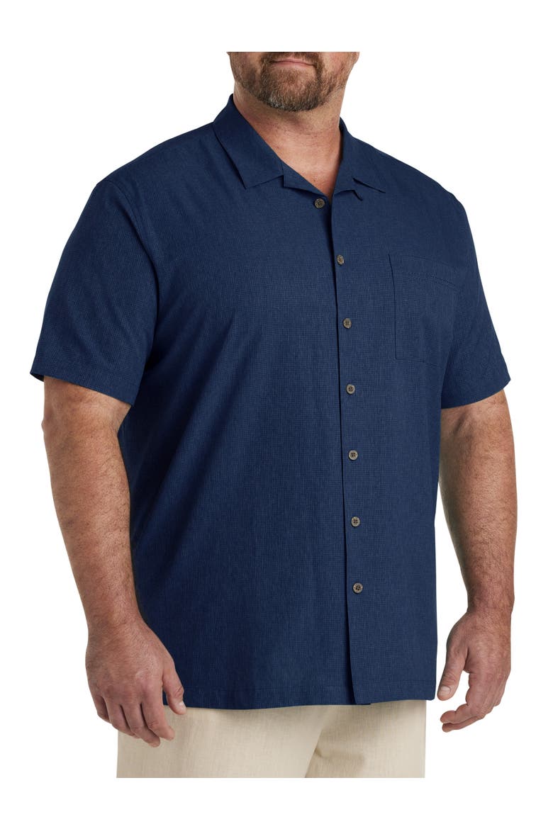 Big & Tall Solid Camp Shirt, Main, color, NAVY