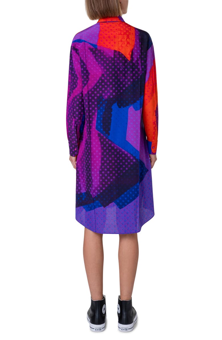 Akris Superimposition Print Long Sleeve Wool & Silk Voile Shirtdress, Alternate, color, 