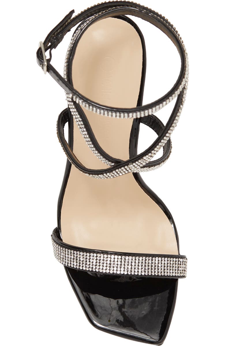 WILD DIVA LOUNGE Crystal Embellished Crisscross Slim Heel Sandal, Alternate, color,