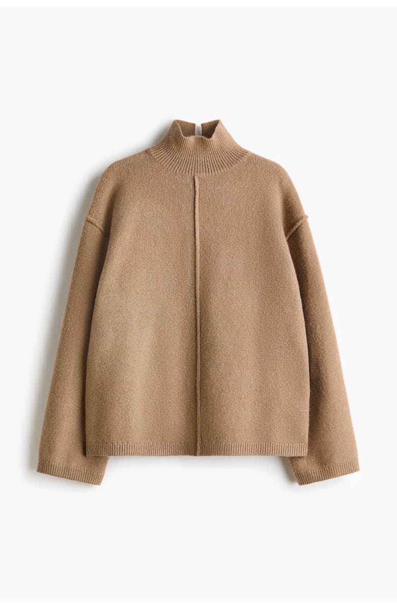 H&M Seam-detail Turtleneck Jumper, Alternate, color, Dark Beige