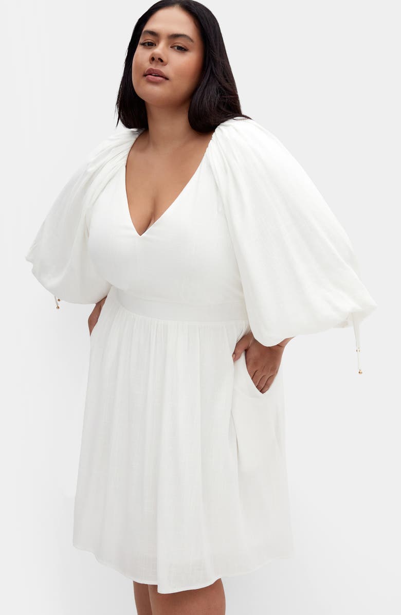 City Chic Scarlette Long Sleeve Dress, Alternate, color, Ivory