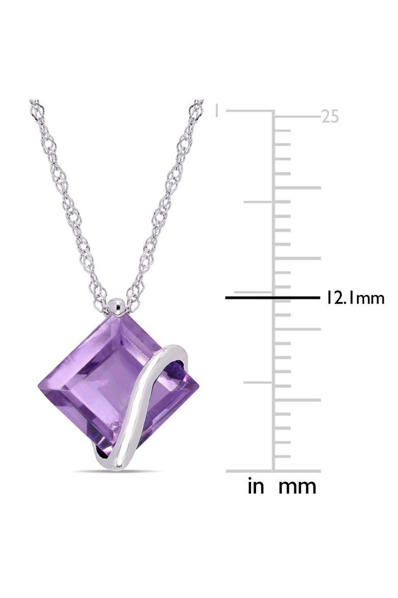 Gemstone Square Solitaire Necklace 10K, Alternate, color, Amethyst