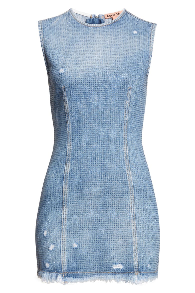 Denka Shimmy Dawn Cyrstal Denim Minidress, Main, color, LIGHT BLUE