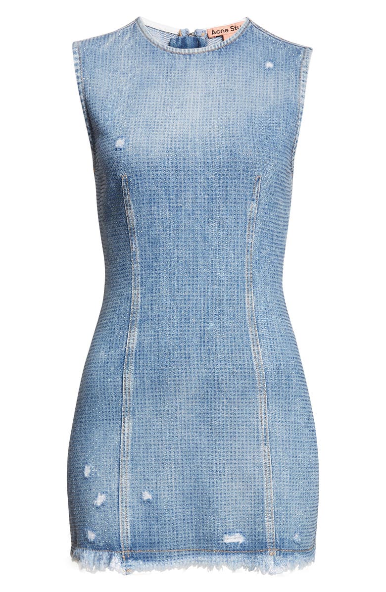 Acne Studios Denka Shimmy Dawn Cyrstal Denim Minidress, Main, color, Light Blue