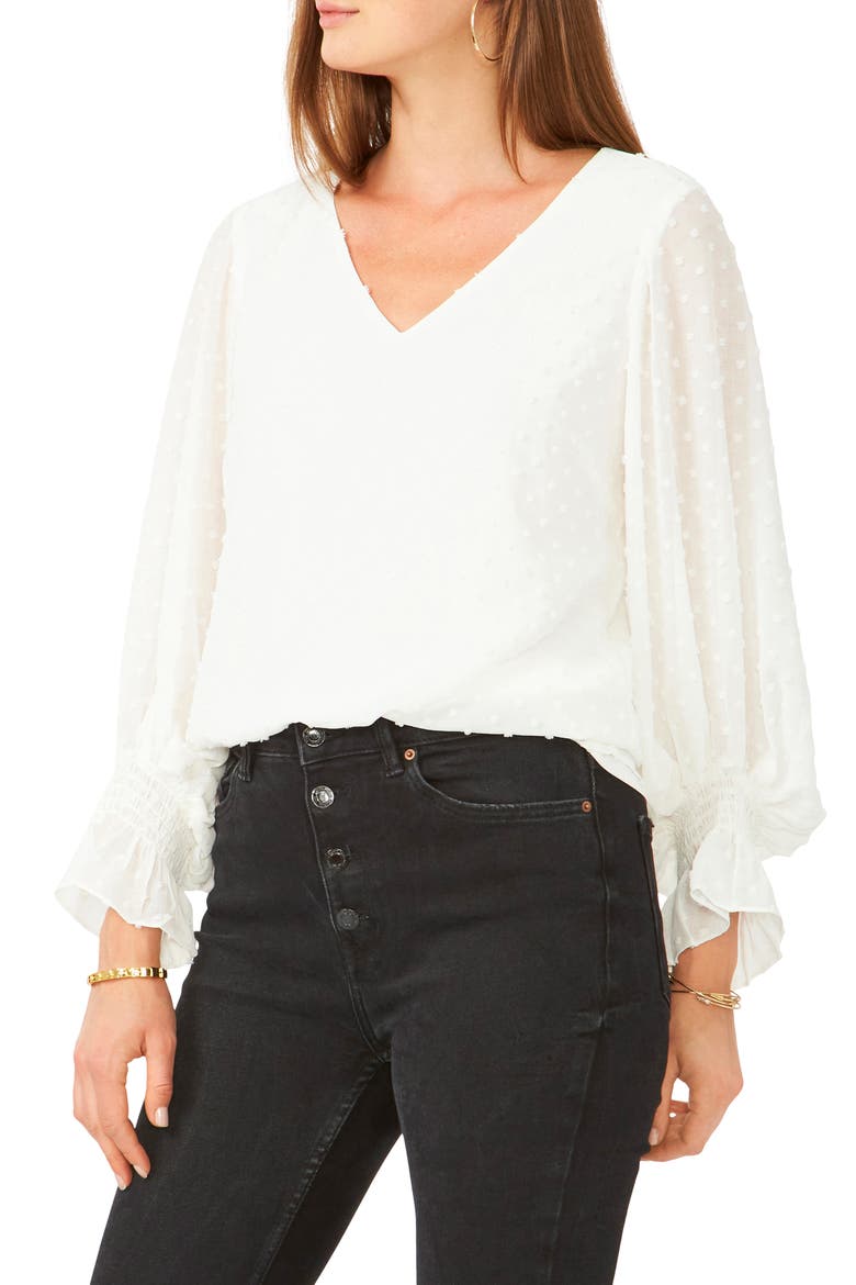 V-Neck Blouse, Main, color, SOFT ECRU