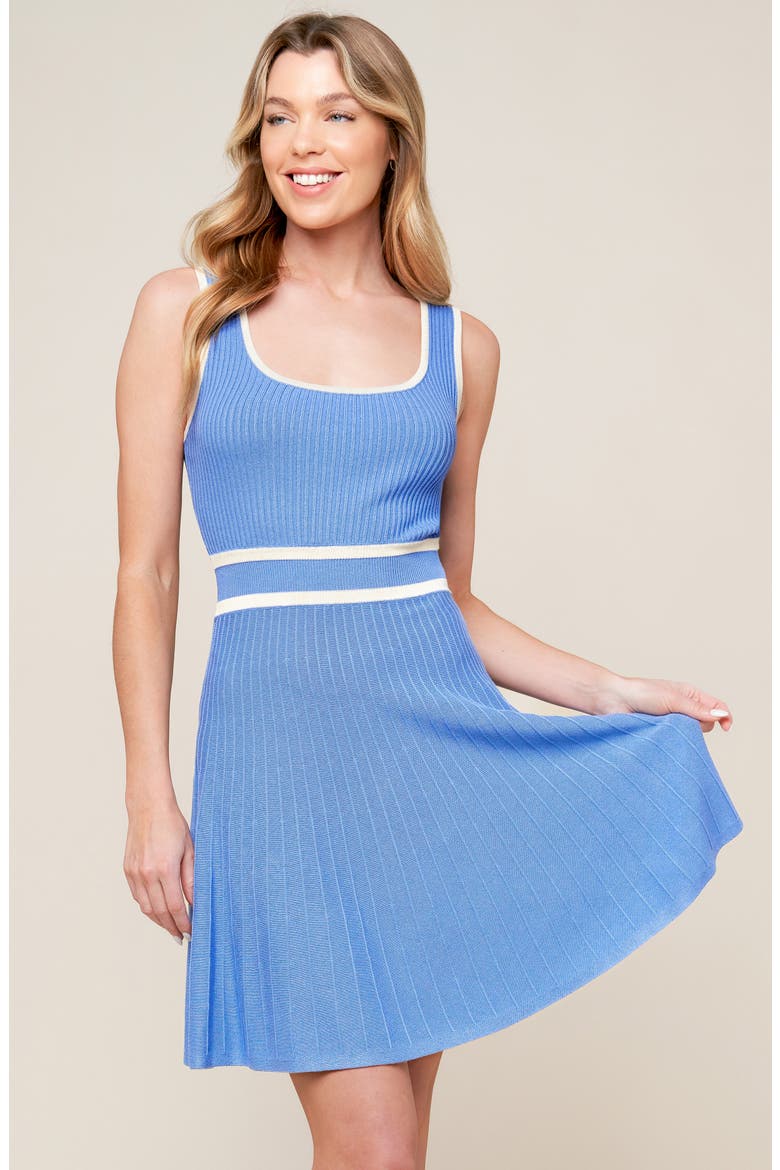 Stripe Sleeveless Sweater Minidress, Alternate, color, BLUE/ IVORY