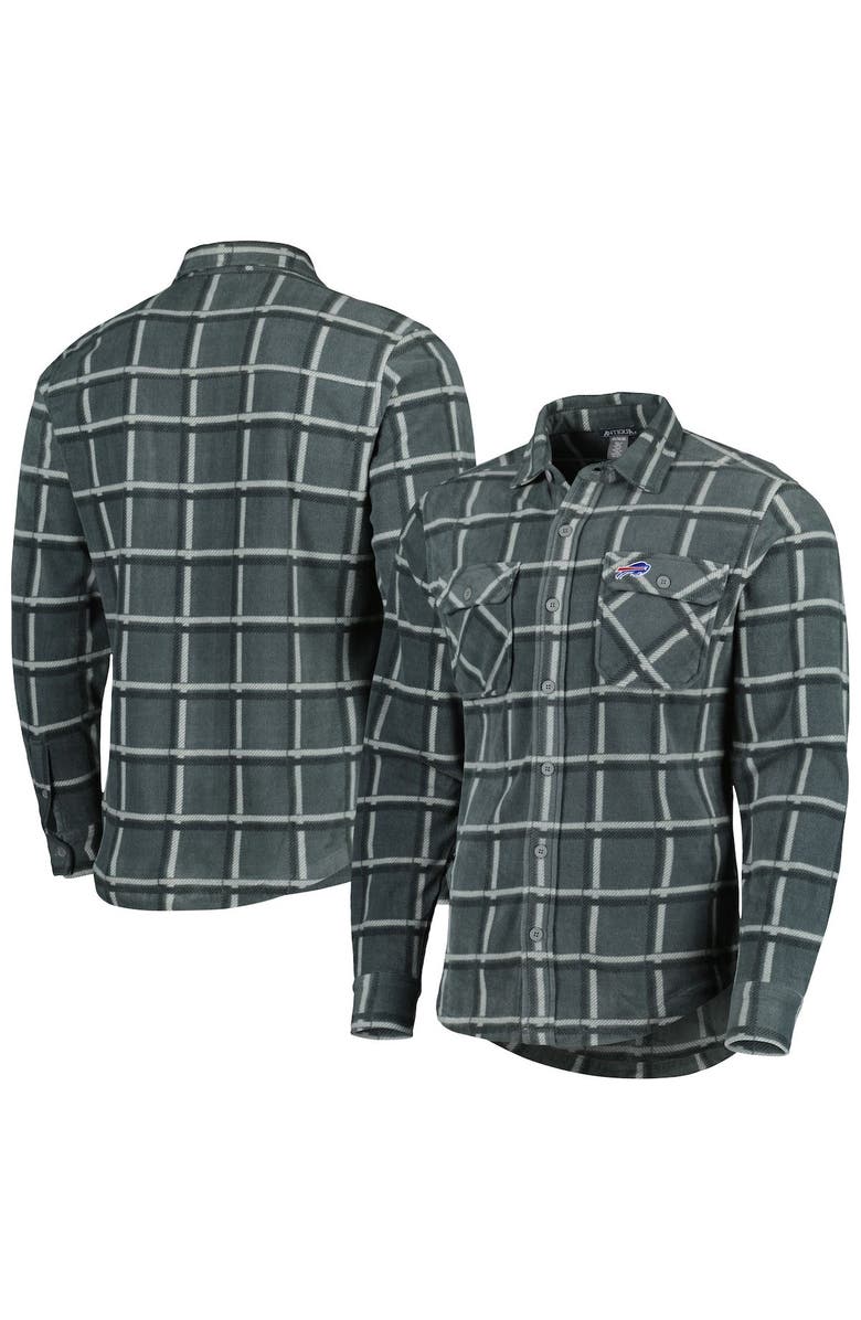 ANTIGUA Men's Antigua Gray Buffalo Bills Industry Flannel Button-Up Shirt Jacket, Main, color, 