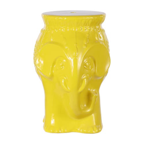 Jonathan Y Orla 18.5" Modern Bohemian Elephant Ceramic Garden Stool In Yellow