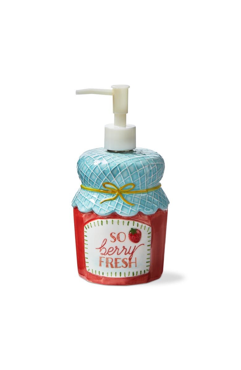 tag Jam Jar Soap Pump Multi Earthenware Summer, Main, color, Multicolored