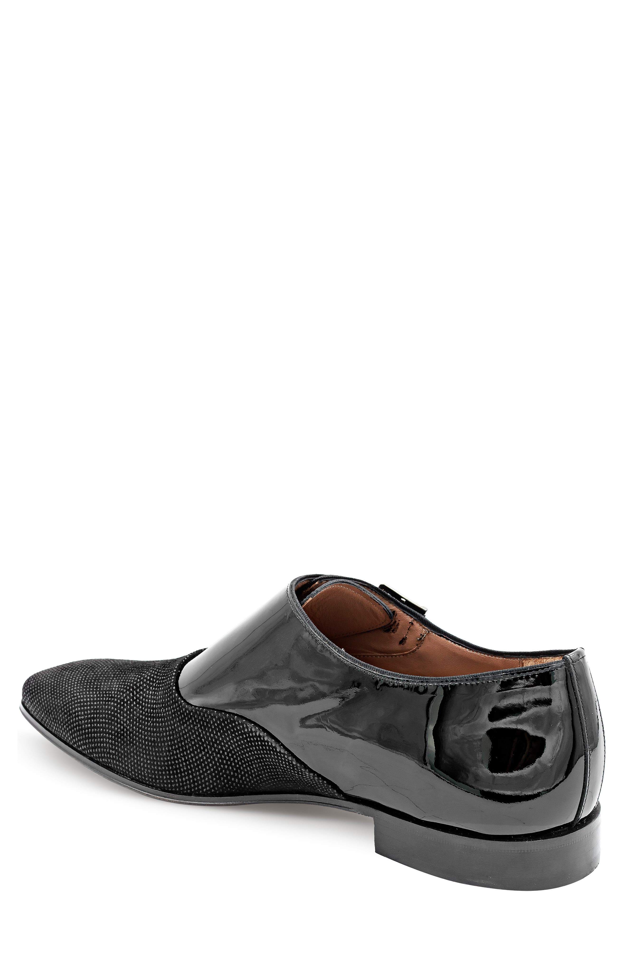 Mezlan Patent Monk Strap Loafer, Alternate, color, Black