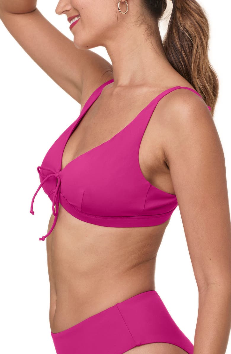 Andie Crete Tie Front Bikini Top, Alternate, color, Fuchsia